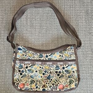 LeSportsac Classic Hobo Bag Mushroom Forest Print Bunny Squirrel Bird